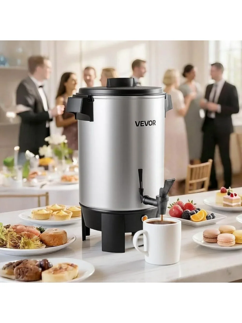 30-Cup Commercial Coffee Urn, 4.8 Qt Hot Beverage Dispenser, Fast Brewing